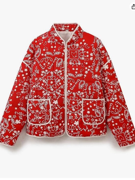 Jackets & Blazers - Free People Inspired Quilted Cropped Puffer Jacket in Bandana Pattern | Size M